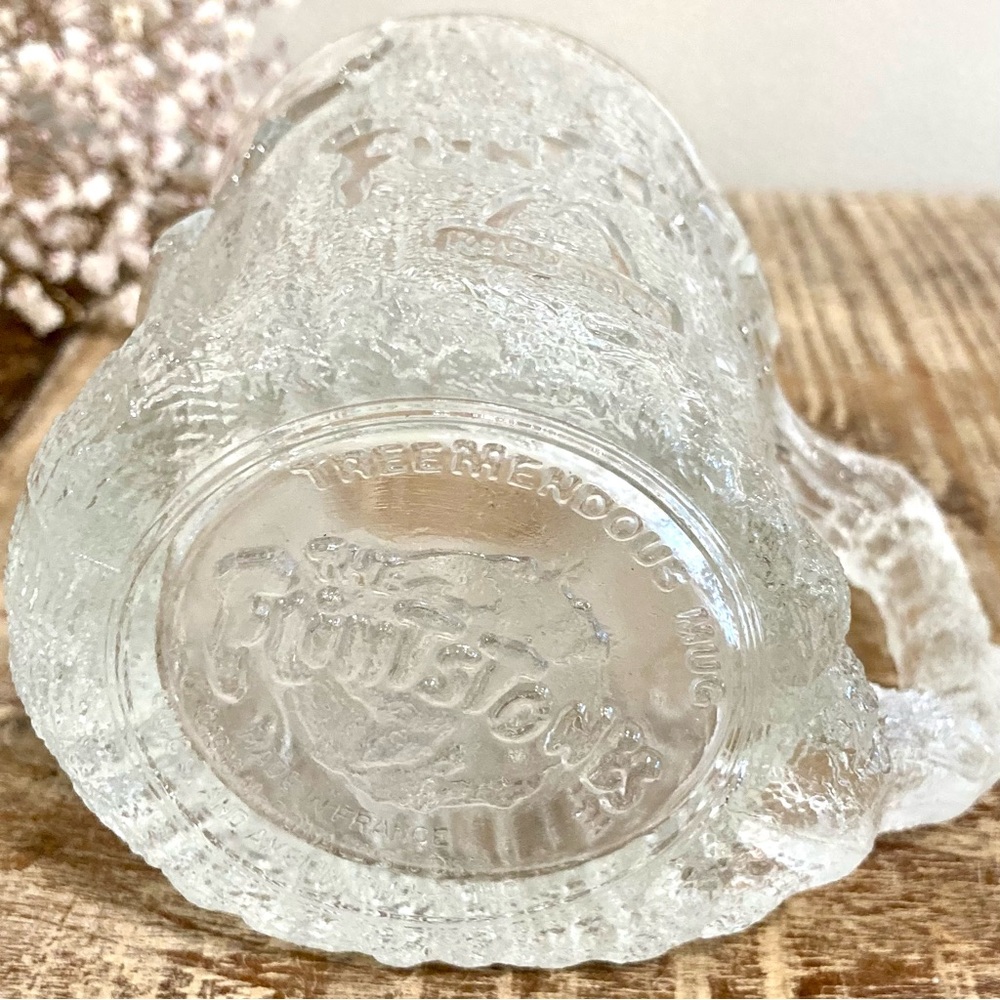 1993 The Flintstones McDonald's Glass Mug RocDonalds Treemendous Clear Embossed - Picture 6 of 8